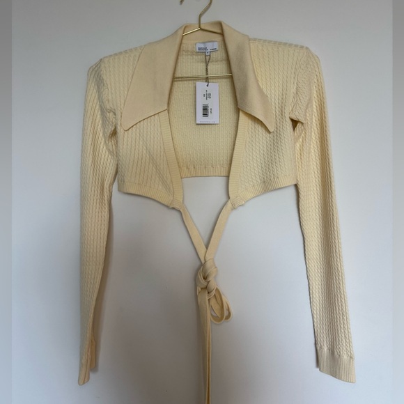 DANIELLE BERNSTEIN x WeWoreWhat Wrap Knit Top – Ivory (XS, NWT) - Picture 3 of 4